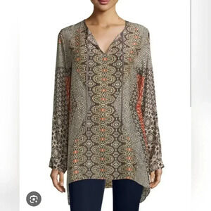 Jhonny Was Breeland Printed Tie-Front Tunic, Multi XS